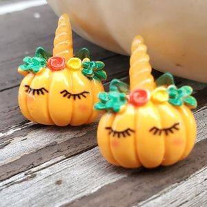 Pumpkin Unicorn Stud Earrings